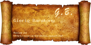 Gierig Barakony névjegykártya